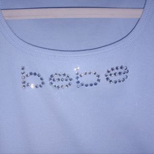 Bebe ribbed tank top in baby blue, like new condition!